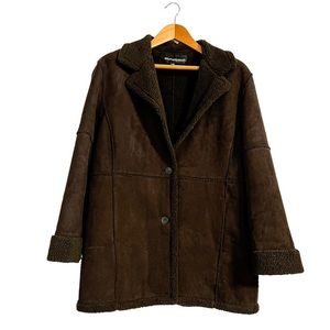 ☀️ WEATHERPROOF • Brown Button Up Suede Jacket • Size Large